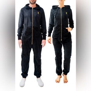 Unisex Black Hooded Jumpsuit
